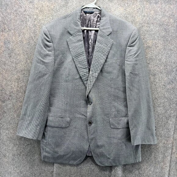 Brooks Brothers Blazer Mens 43R Gray Single Wool Italy Houndstooth Jacket